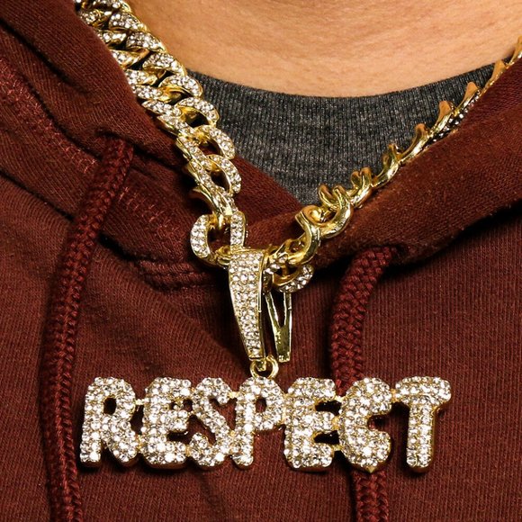 14k Gold Respect 20" Cuban Chain + Pendant - Picture 1 of 6